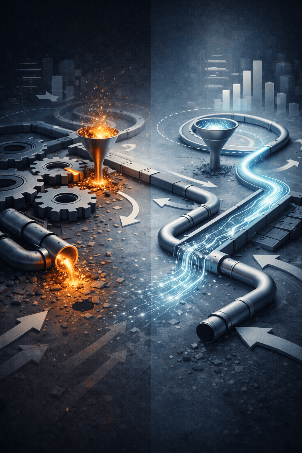 Comparativo entre gestão de tráfego amadora e profissional com foco em ROI e resultados estratégicos.